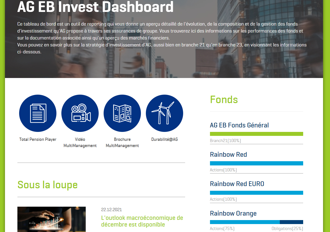 AG EB Invest Dashboard Home Page