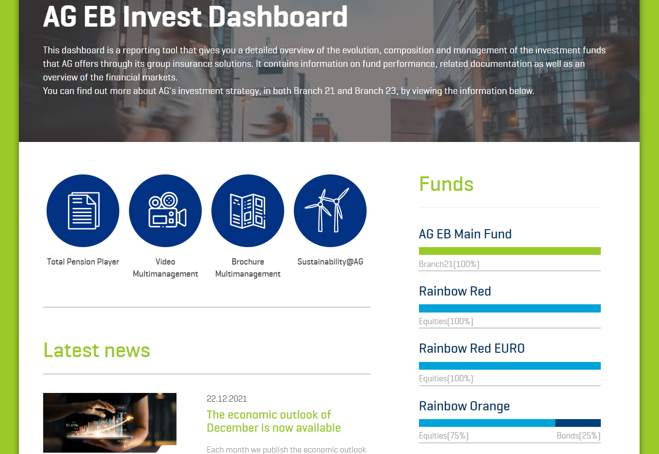 AG EB Invest Dashboard Home Page